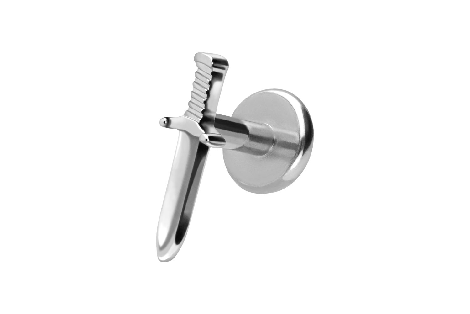 Titan Labret Piercing mit Push Fit SCHWERT